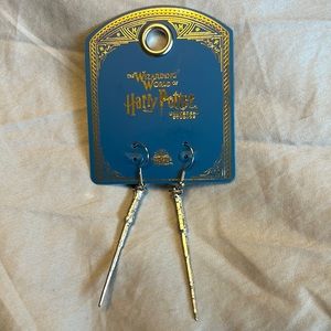 Harry Potter wand earrings, silver, new, never worn